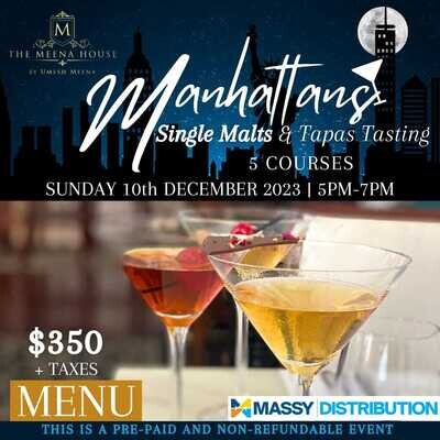 Manhattans & Single Malt Tasting Event - 10th December 2023