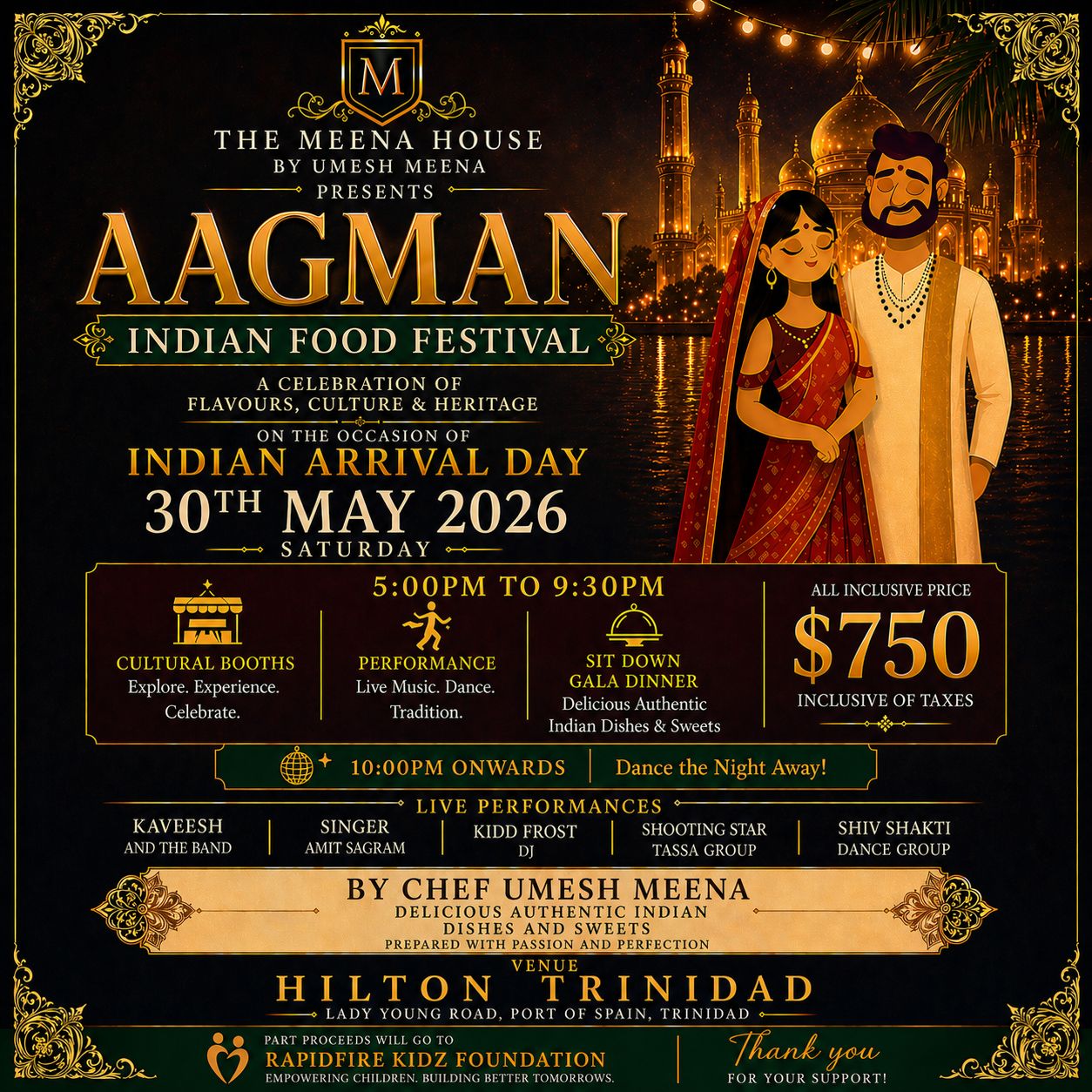 "AAGMAN" – A Bollywood Heritage Night 30th May | From 5PM onwards - HILTON Trinidad