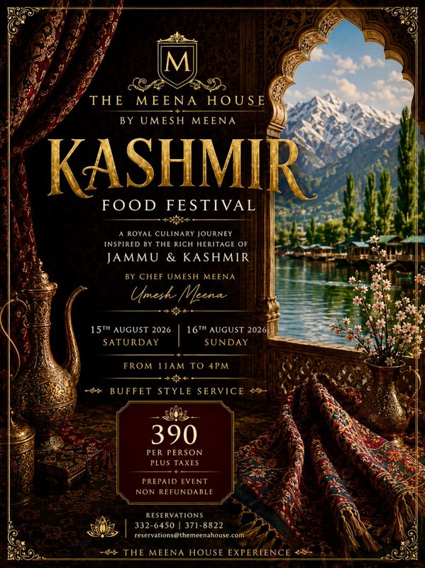 KASHMIR FOOD FESTIVAL WEEKEND 15TH &amp; 16TH AUGUST  2026 - 11:00AM to 4:00PM