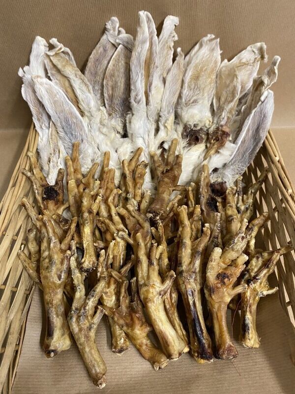 25 Chicken feet and 25 rabbit ears