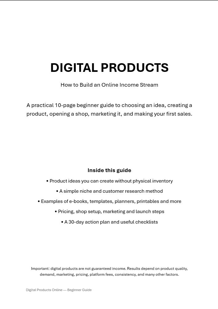 Digital Products Online — Beginner Guide Digital Products Online — Beginner Guide
