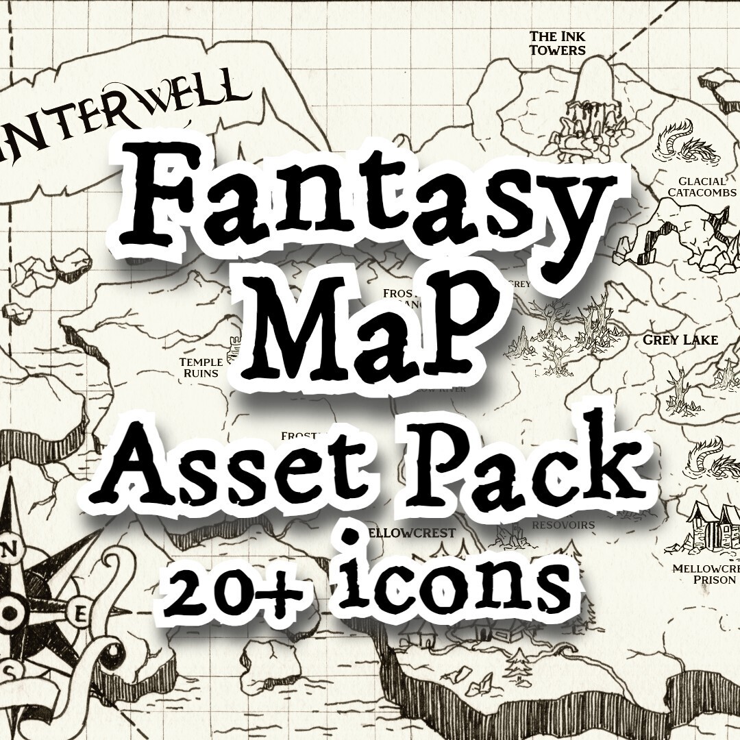 Fantasy Map Asset Pack (20+ symbols, scrolls, and icons)