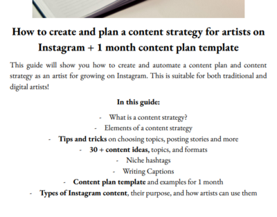 How to create and plan a content strategy for artists on Instagram + 1 month content plan template