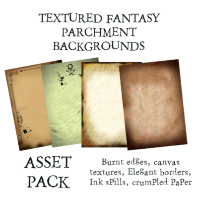 Textured Parchment Backgrounds Pack (Ink spills, crumpled paper, Burnt edges)