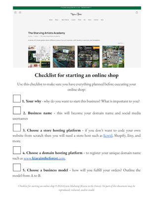 Checklist for starting your online shop (Printable)
