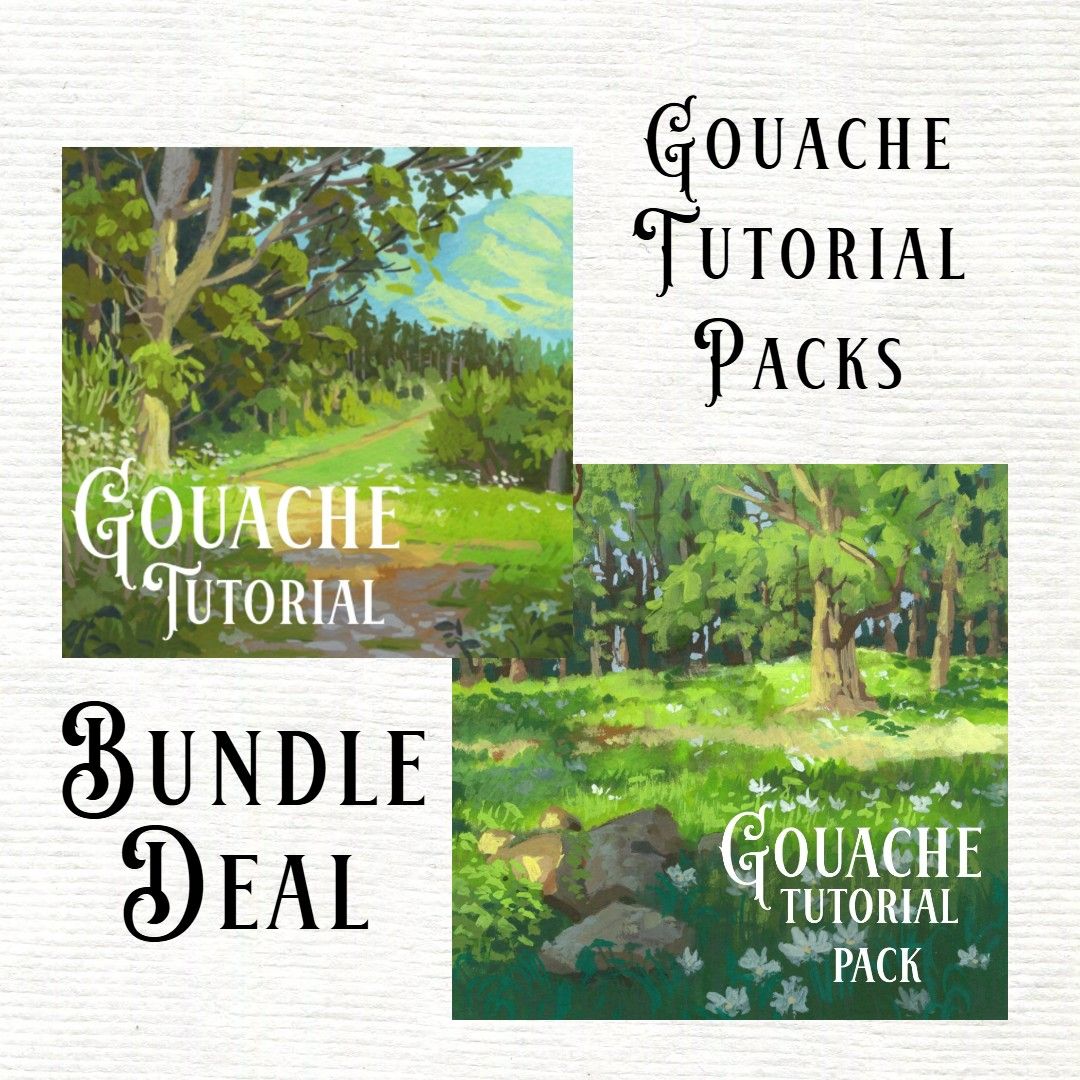 Gouache Tutorial Pack - Bundle Deal | Nature Scenes