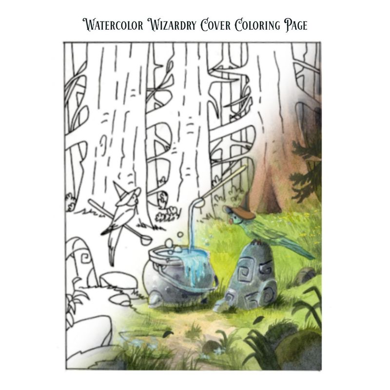 Watercolor Wizardry - Coloring Page Pack (Printable)