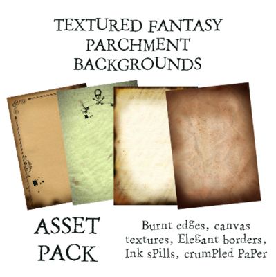Textured Parchment Backgrounds Pack (Ink spills, crumpled paper, Burnt edges)