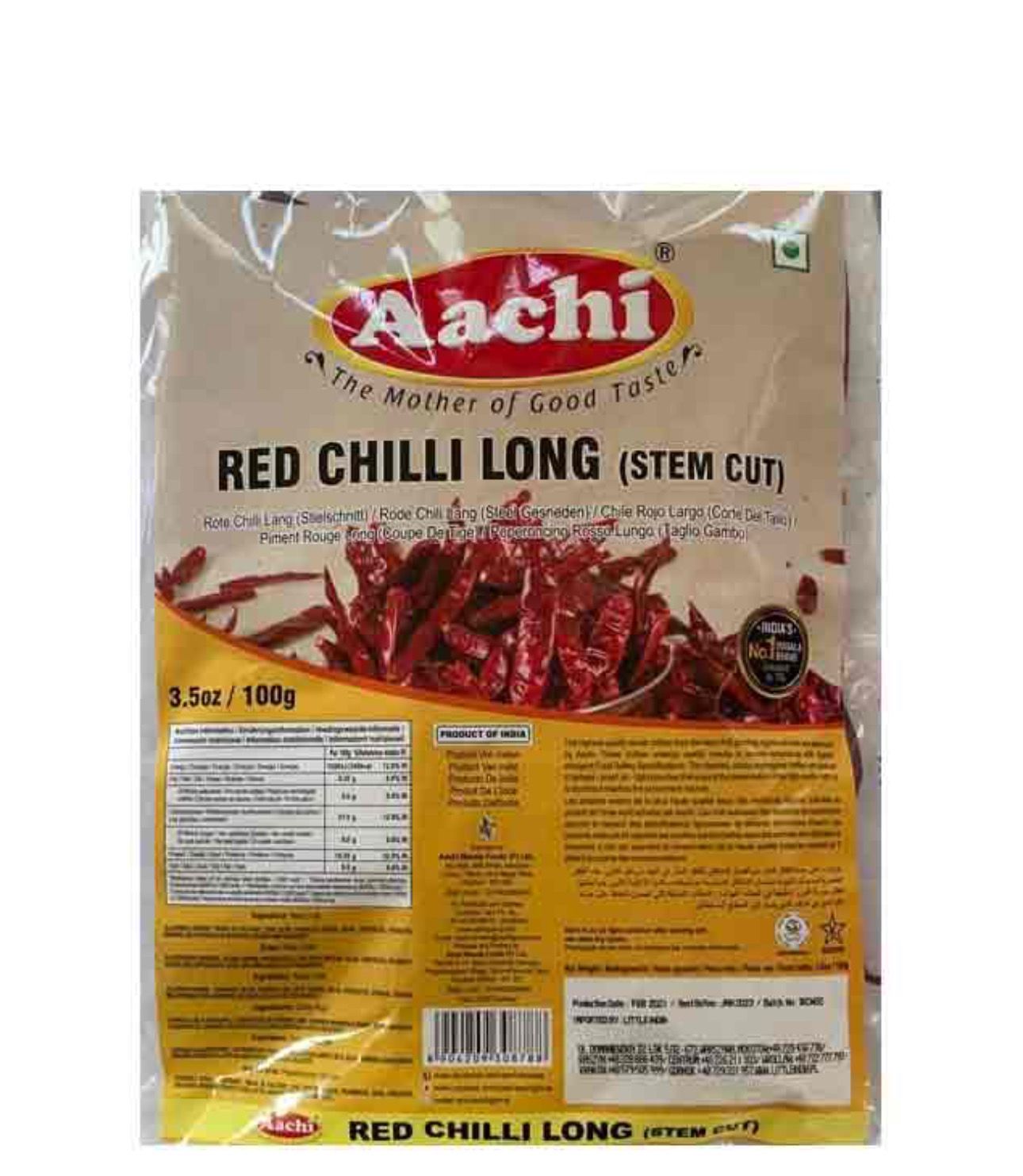 Aachi Red Chilli Long(without Stem)250g