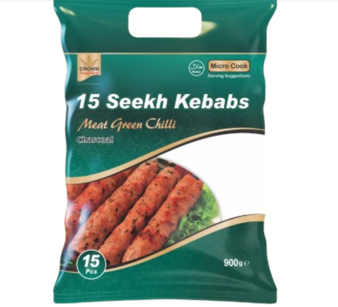 Crown 15 Sheekh Kebabs Meat Green Chilli 1 Kg