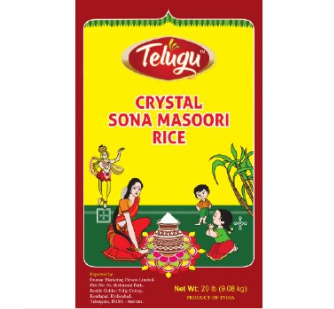 Telugu Foods Crystal Sona Masoori Rice 9.08kg