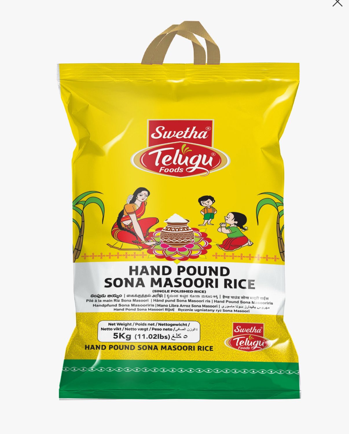 Telugu Foods Hand Pounded Sona Masoori 4.54kg