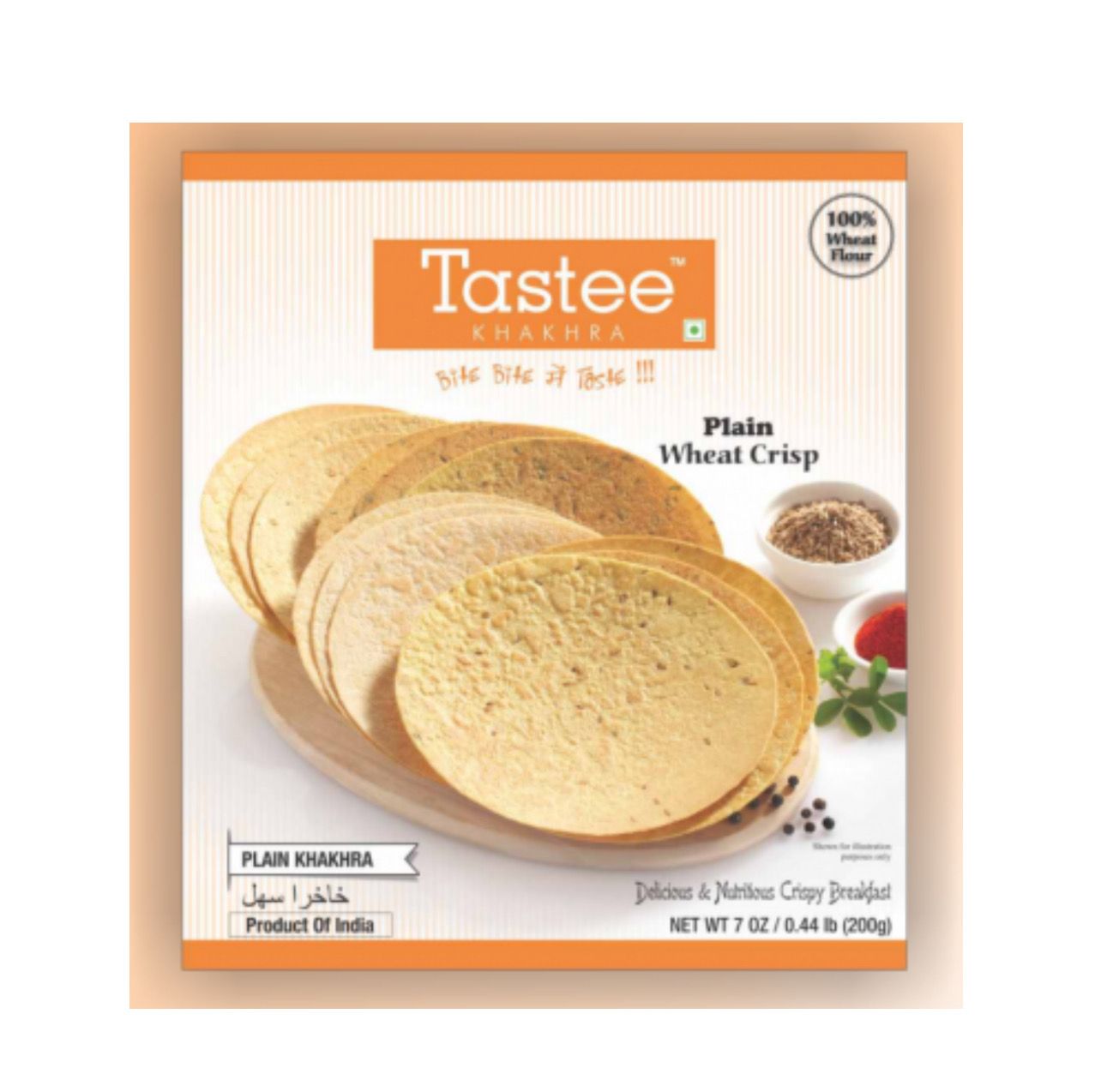 Tastee Khakhra Plain Wheat Crisp 200gm