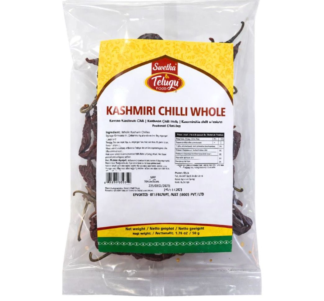Telugu Foods Kashmiri Chilli Whole 50g