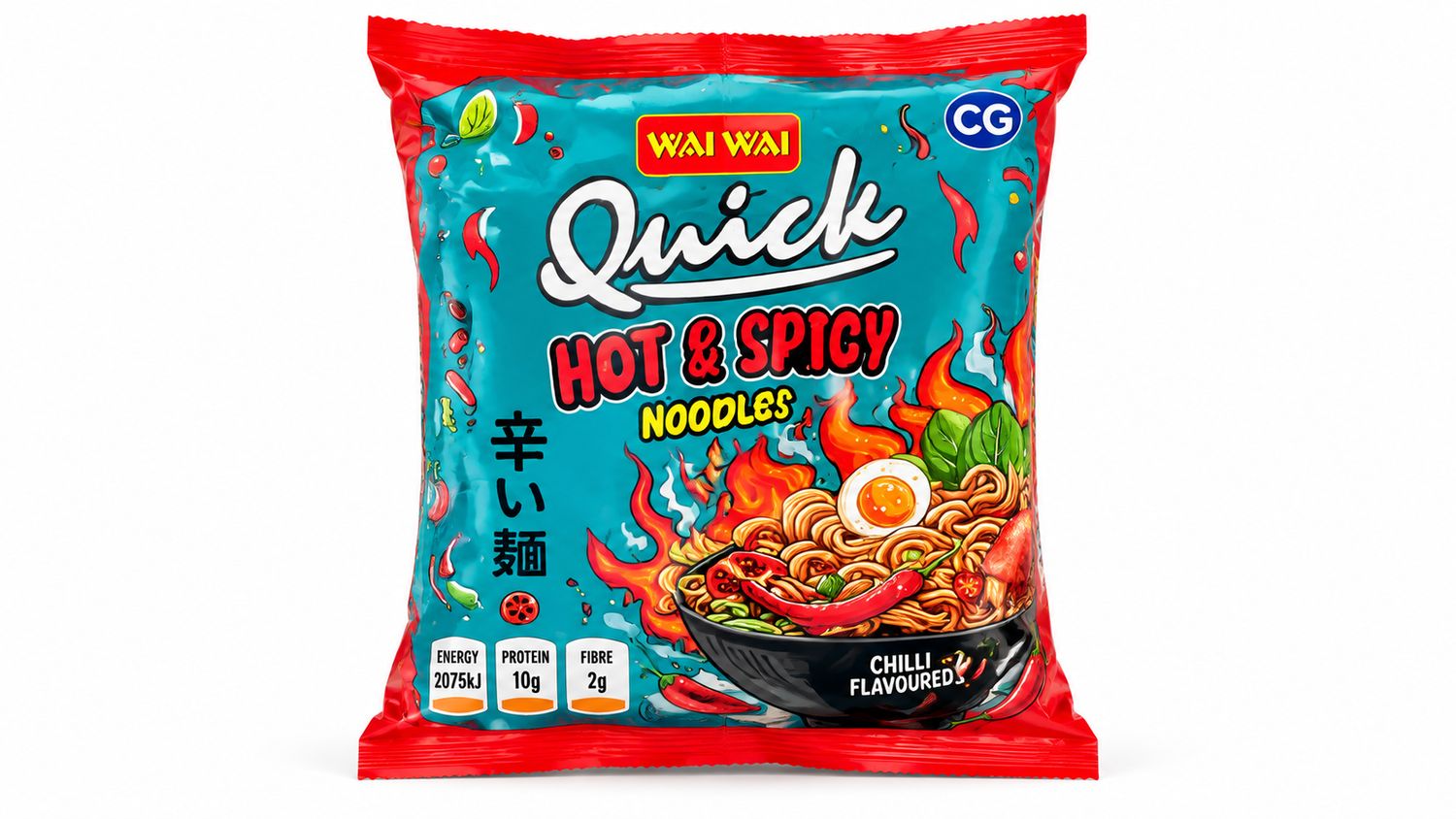 Wai Wai Hot &amp; Spicy Noodles 100g