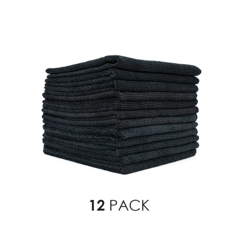 The Rag Company All-Purpose Microfiber Terry Cleaning Towels Black 12Pk 