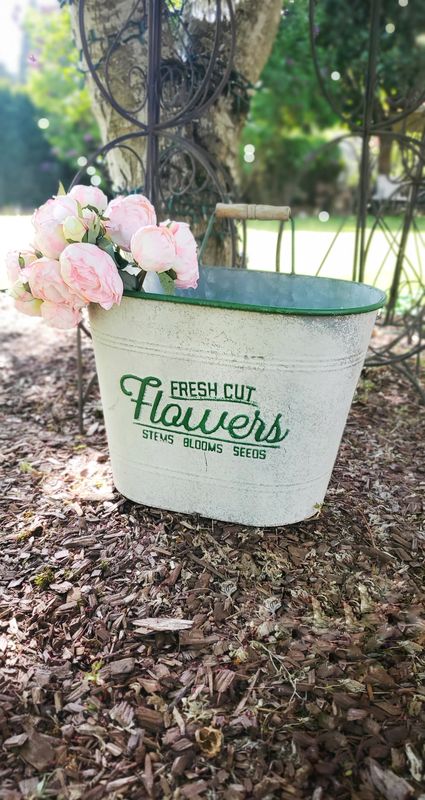 Fresh Cut Flowers Vintage Planter