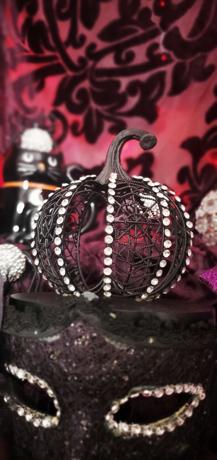 Jewel Adorned Cobweb Pumpkin