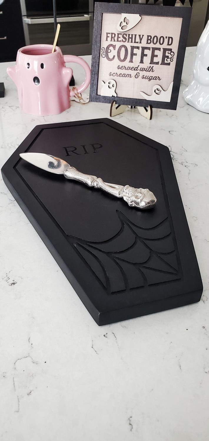 Gothic RIP Coffin Serving Board