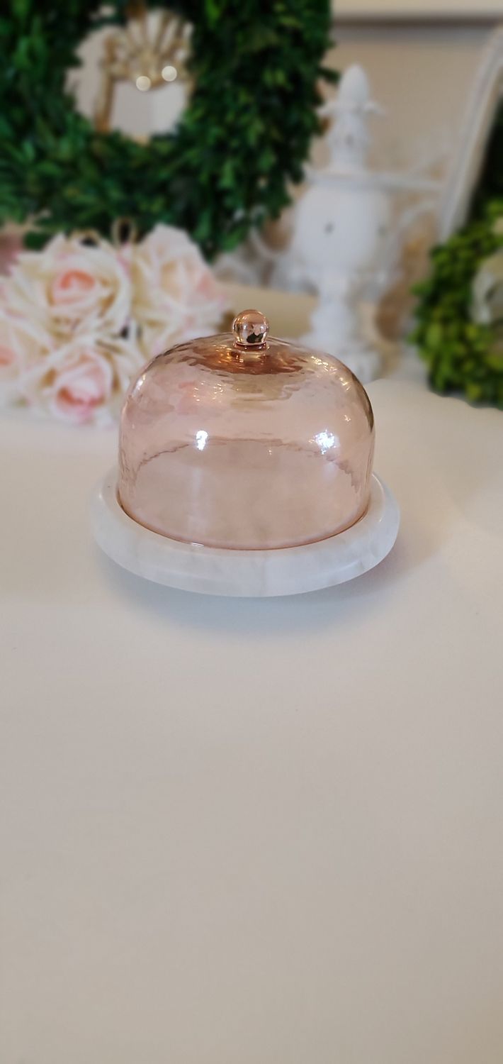 Marble Glass Cloche Blush Pink