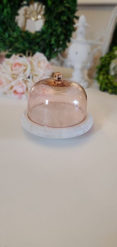 Marble Glass Cloche Blush Pink