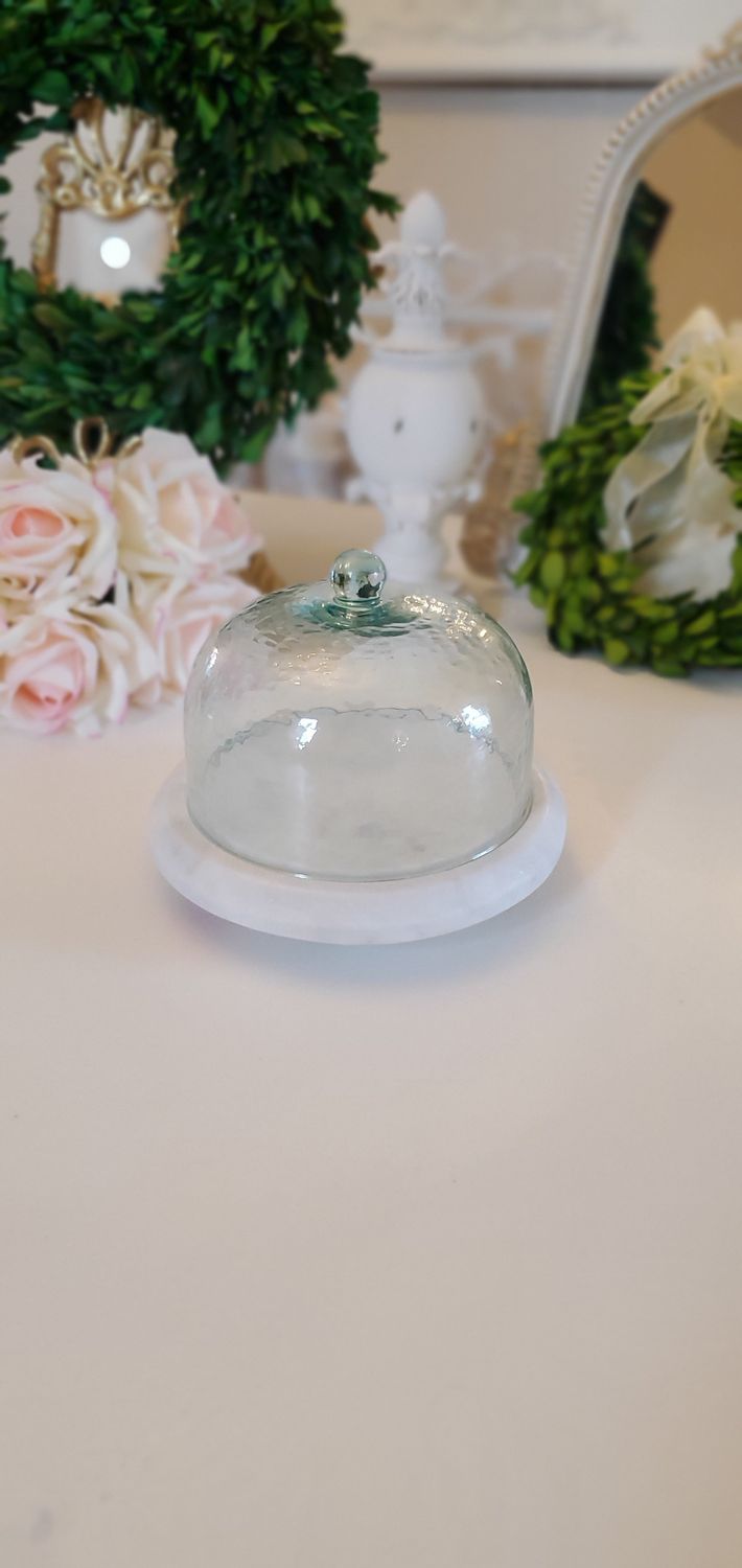 Glass &amp; Marble Cloche Seaglass