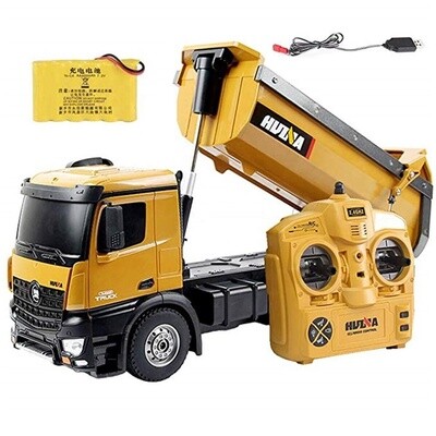 Amiqi Huina 1573 Alloy Engineering Construction Car 1573 1/14 10Ch Remote Control Vehicle Toy Rtr Model Dump Truck Gifts