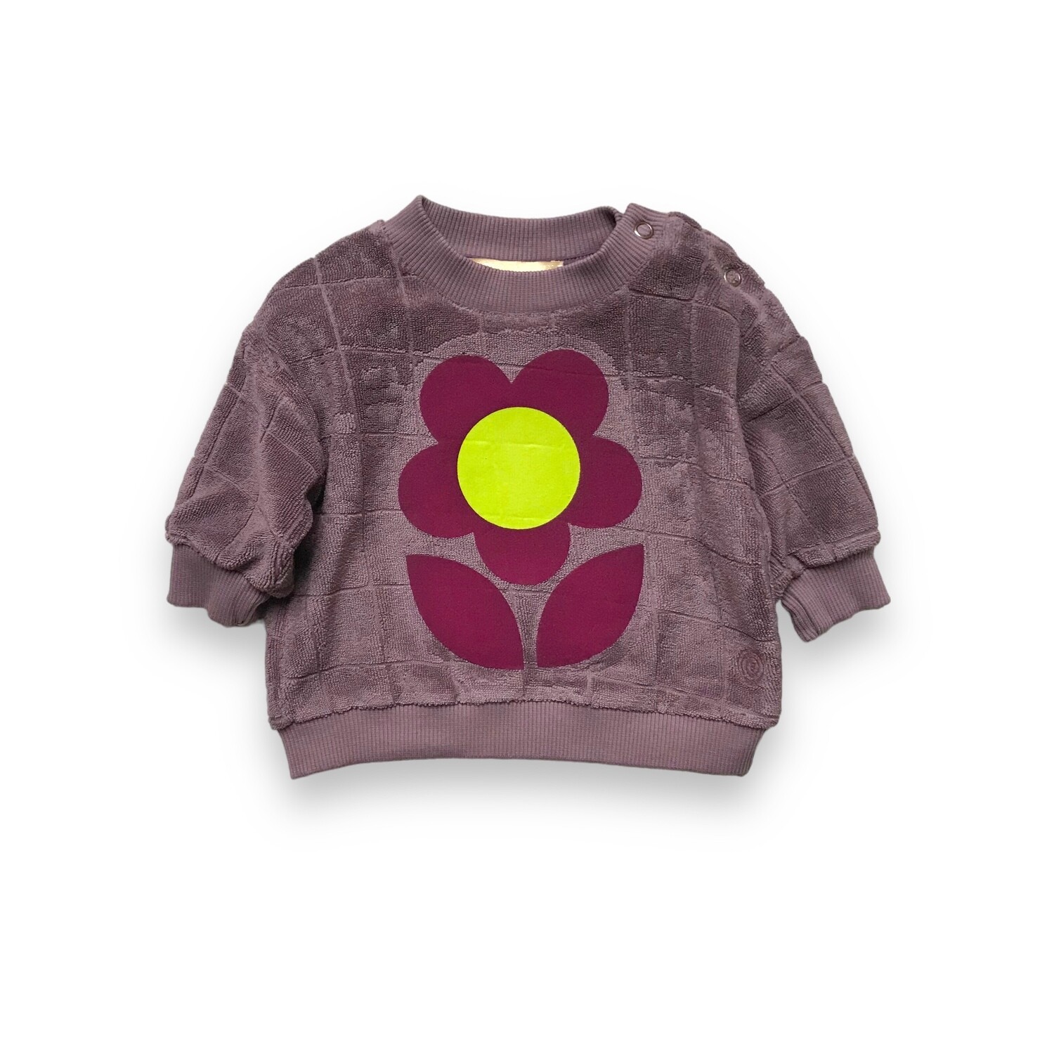 SIL -  sweater in badstof dove met print bloem