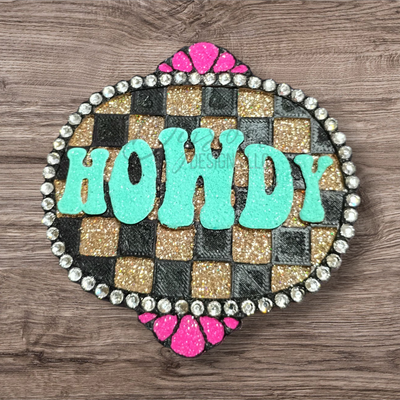 Checkered HOWDY concho - Create your custom (7-14 business day TAT)