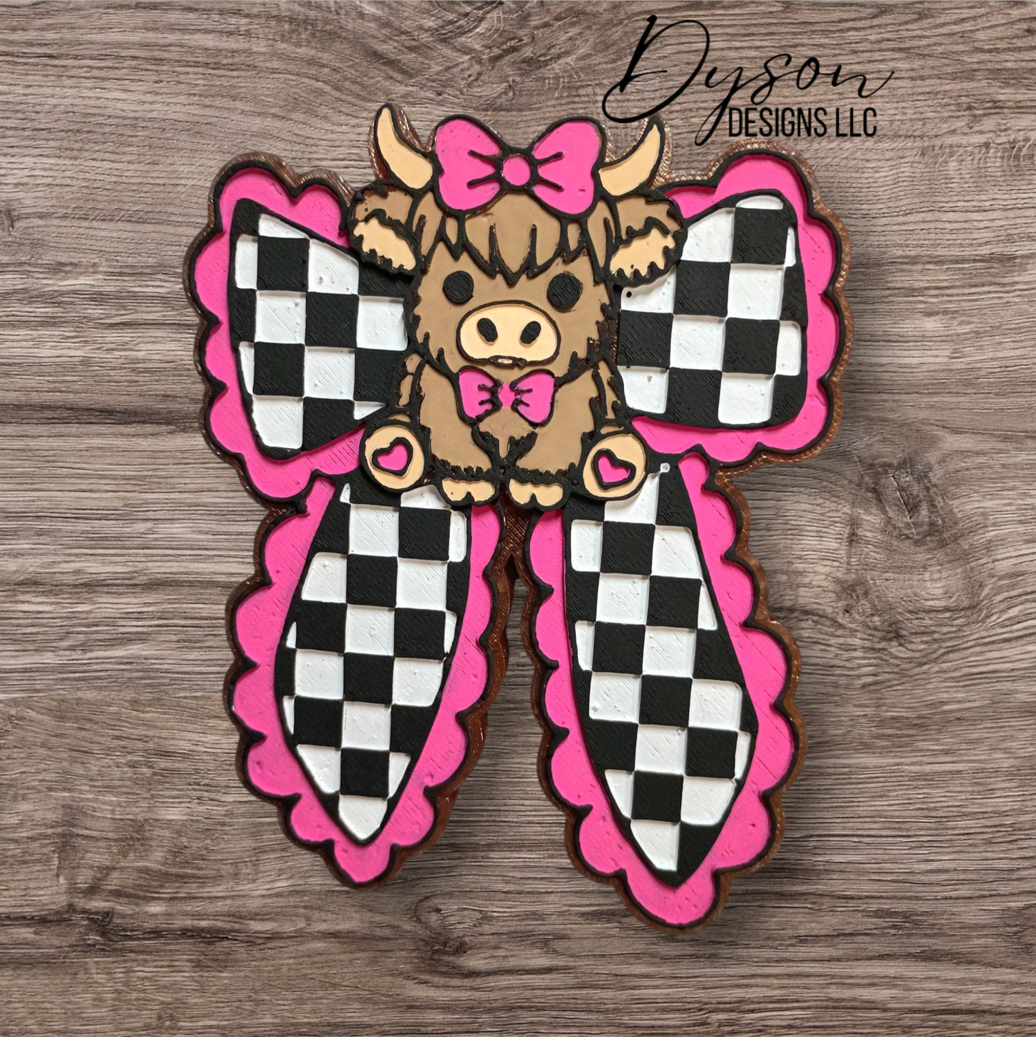 Checkered bow with highland cow- Create your custom (7-14 business day TAT)