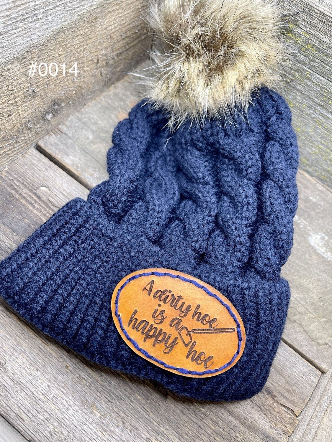 &quot;Happy Hoe&quot; Knit Cap w/ Pom
