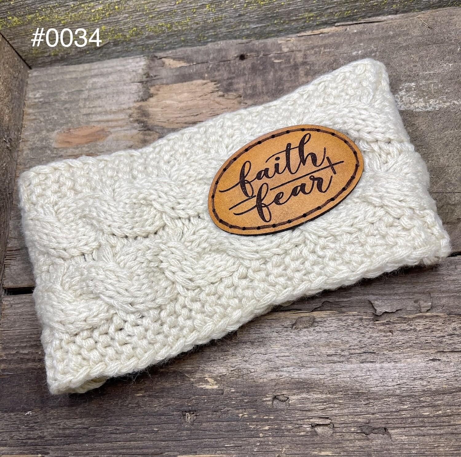 &quot;Faith Over Fear&quot; Knitted Ear Warmer