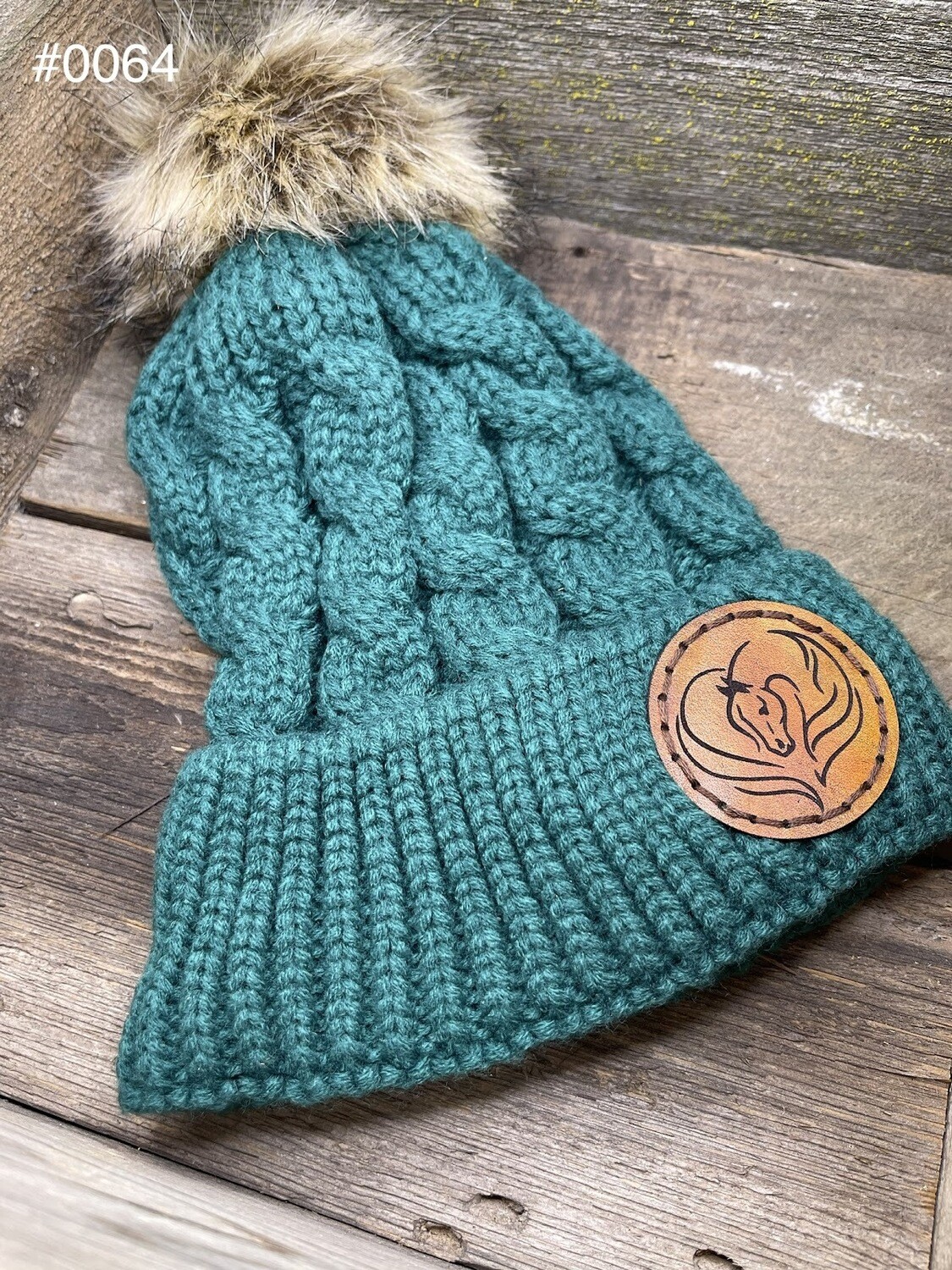 &quot;Horse Heart&quot; Knitted Cap w/ Pom