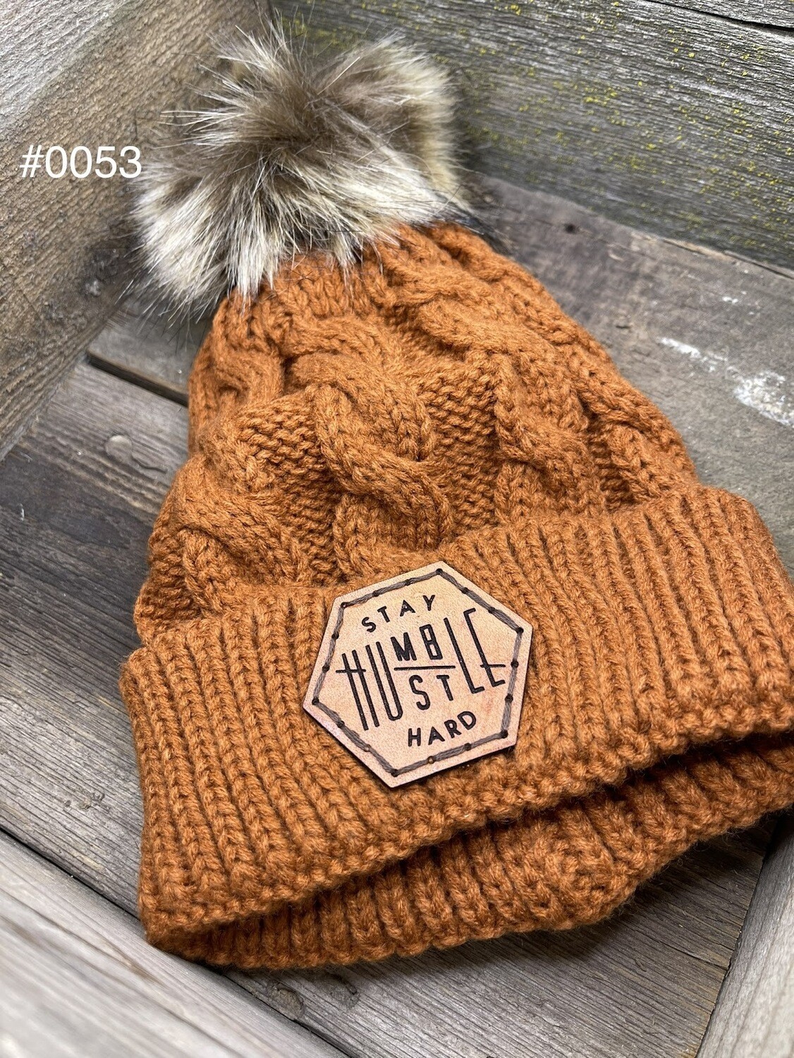 &quot;Stay Humble, Hustle Hard&quot; Cuffed Knit
Cap w/ Pom