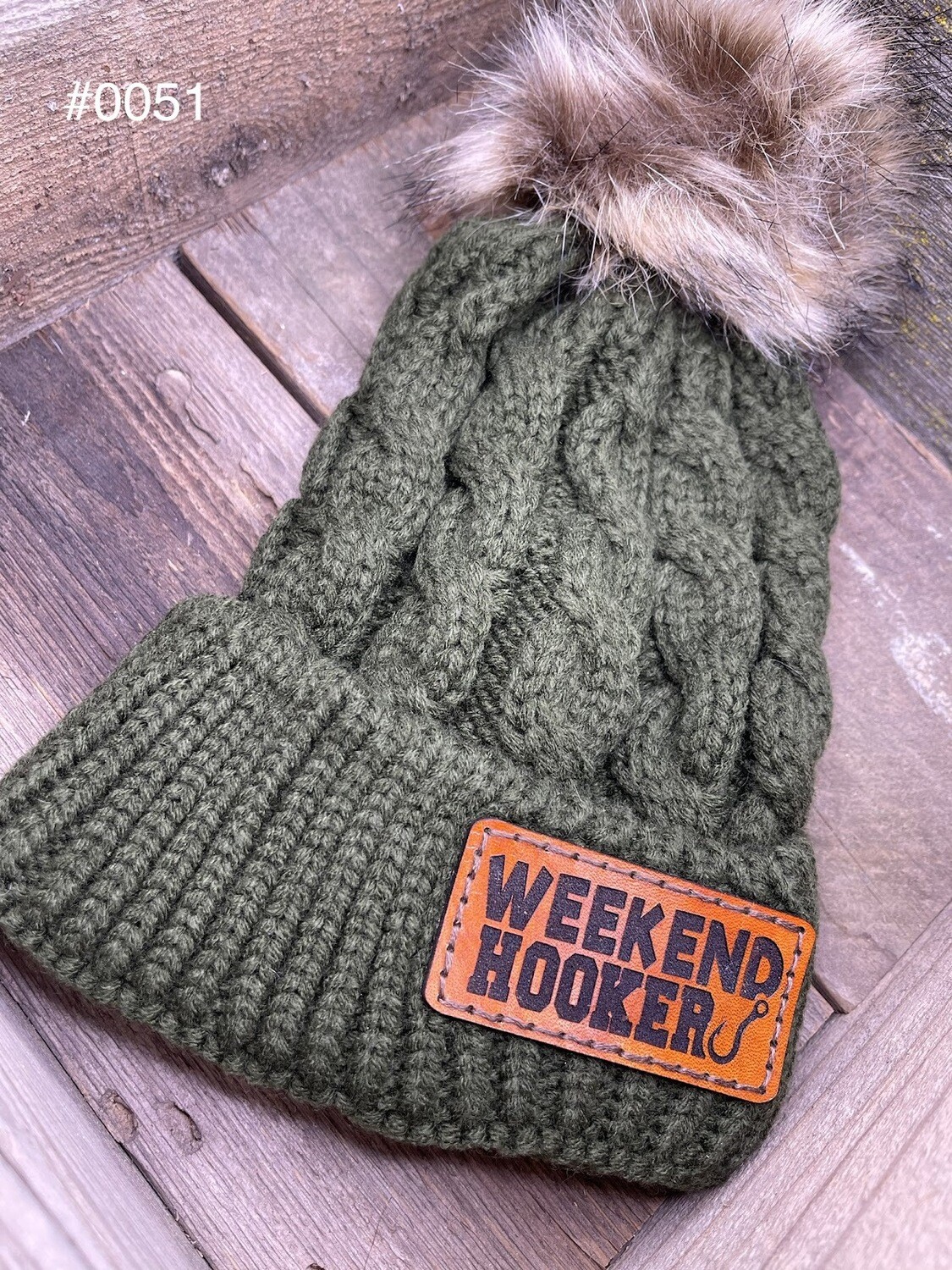&quot;Weekend Hooker&quot; Cuffed Knit Cap w/ 
Pom