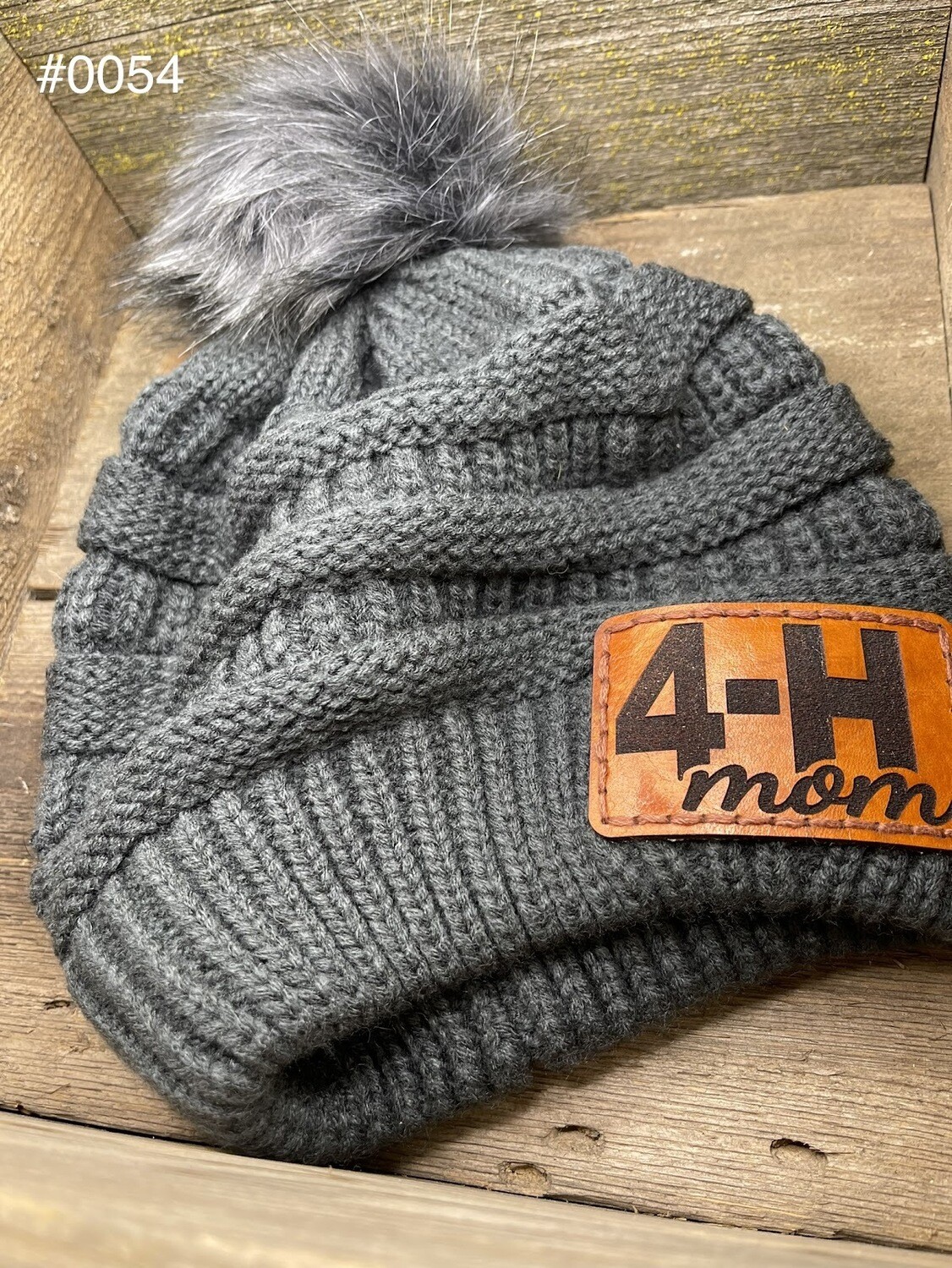 &quot;4-H Mom&quot; Heavy Slouchy Knit Cap w/ 
Pom