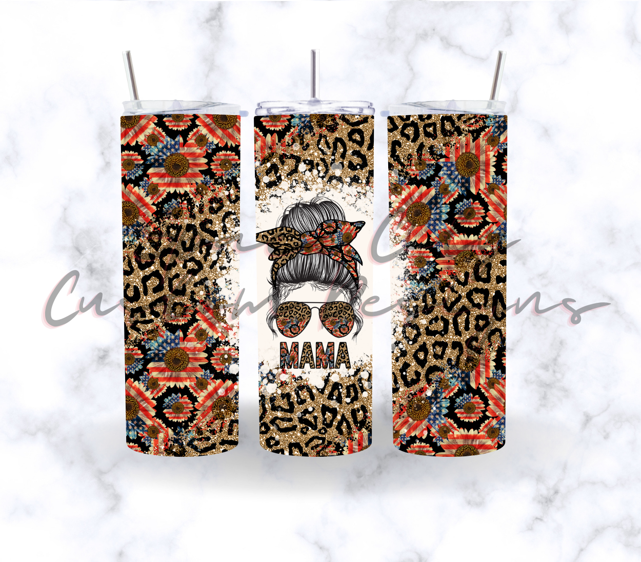 MAMA LEOPARD SUNFLOWER FLAG