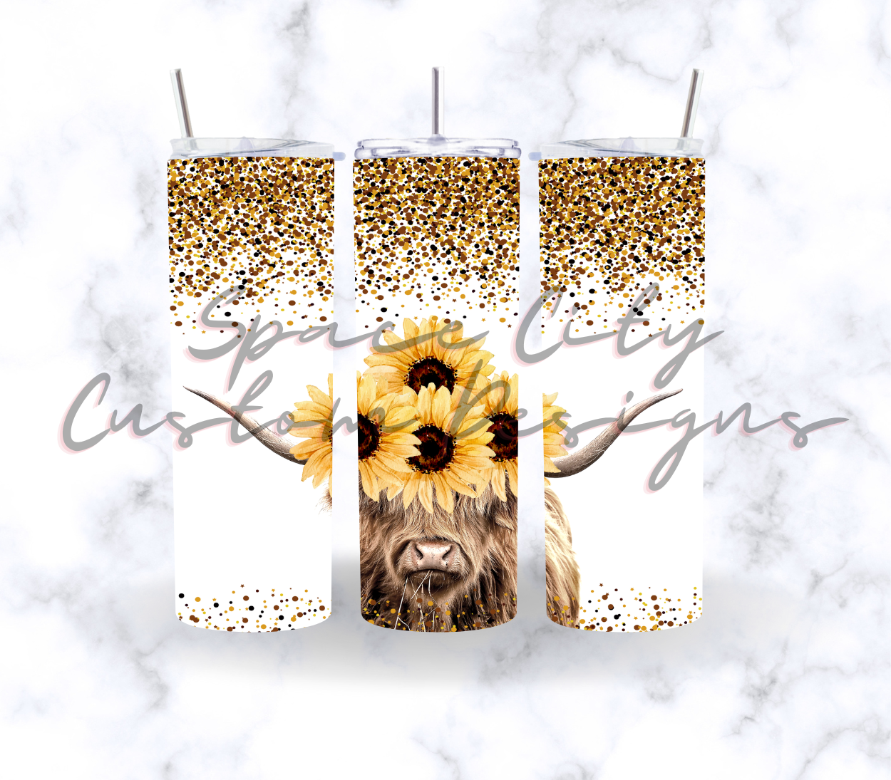 HIGLAND COW AND SUNFLOWERS 