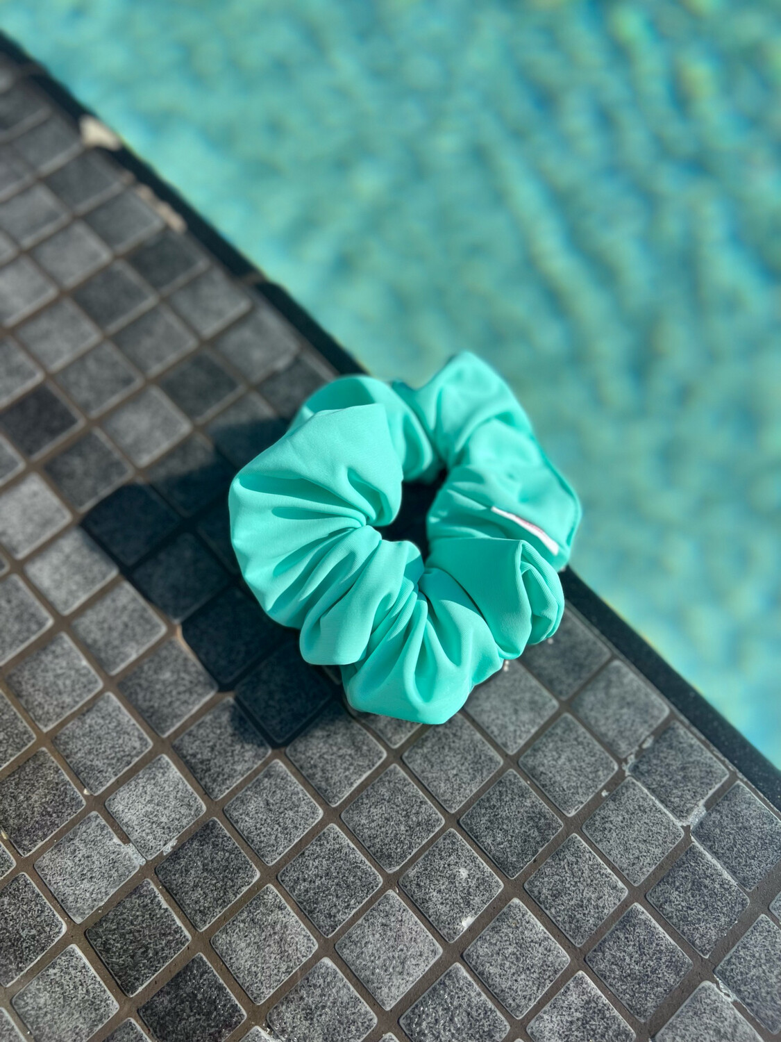 Swim Scrunchie In Aqua Blue