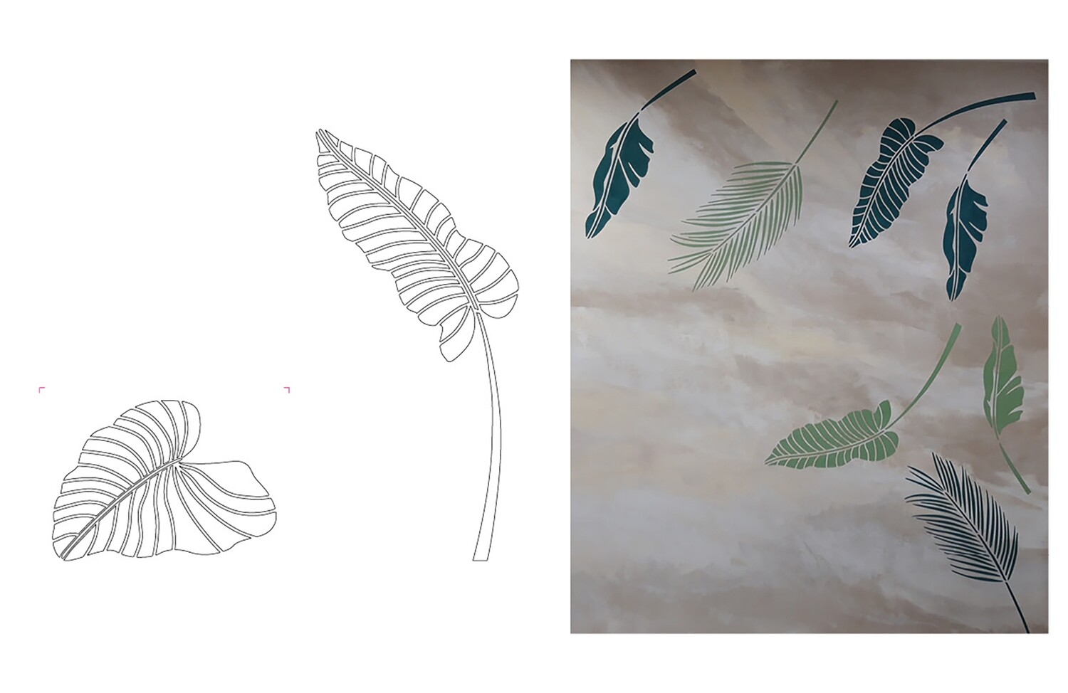 STENCIL "FOGLIE 2" CM.60X45 - 90X45 COD.98571