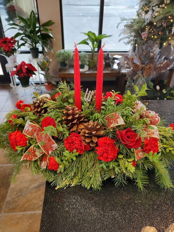 Holiday Centerpiece with candles