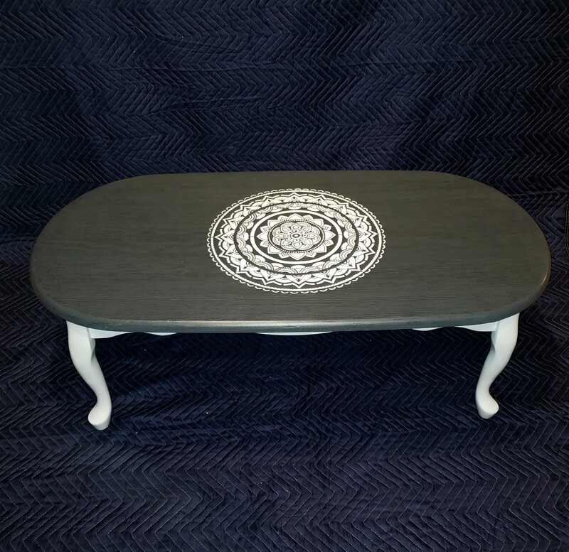 Designer stenciled  coffee table