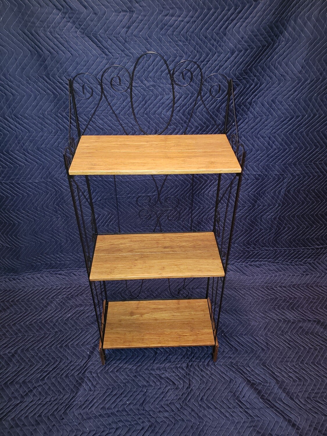 Bamboo and metal shelving