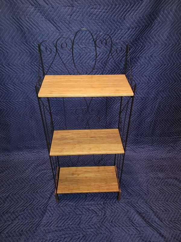Bamboo and metal shelving