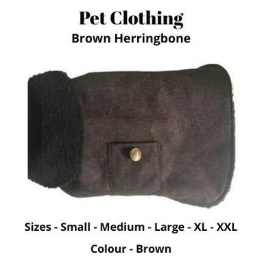 BROWN HERRINGBONE - DOG COAT