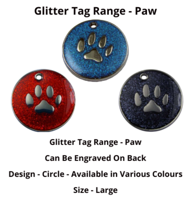 Glitter Tag Range - Paw Glitter Tag Range - Paw