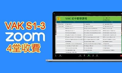 VAK S1-3 初中數學課程 (1對1ZOOM) 4堂
