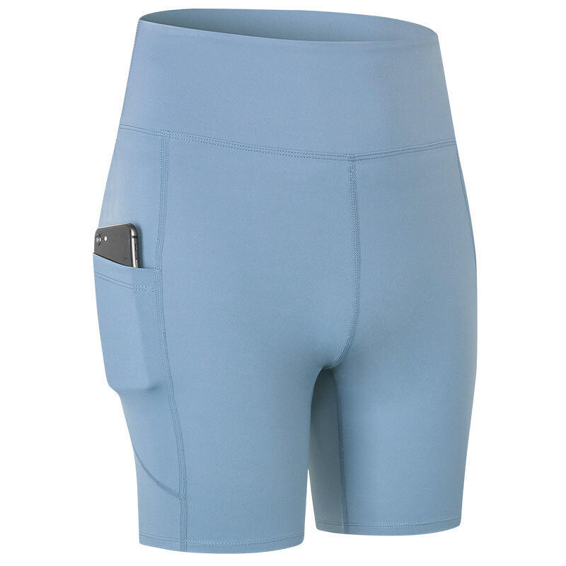High Waist Biker Shorts, Size: 4, Color: Light Blue