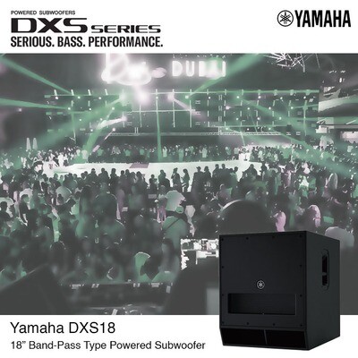Yamaha DXS18 - Powered Subwoofer Aktif 18" tipe Band-Pass | Untuk Band & DJ Performance, Speech (Pidato), Video Conference, Musik Live