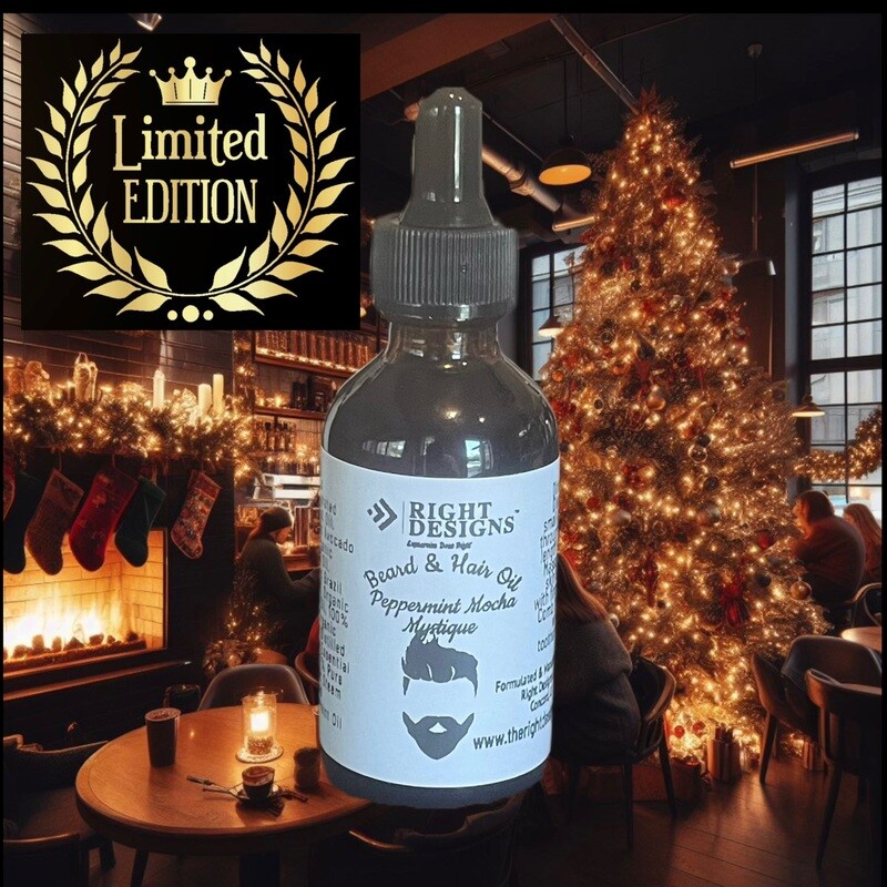 Beard & Hair Oil - Peppermint Mocha Mystique Fragrance (Limited Seasonal Edition)